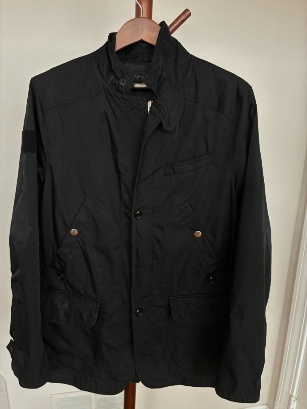 Ralph Lauren Black Label Car Coat Mens 46R Black Jacket A1